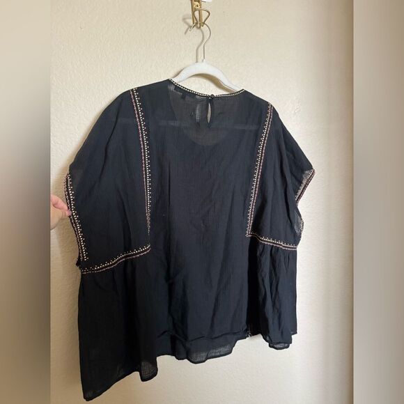 Madewell Embroidered Crewneck Folk Top Sz 3X Black Plus Size - Picture 5 of 5